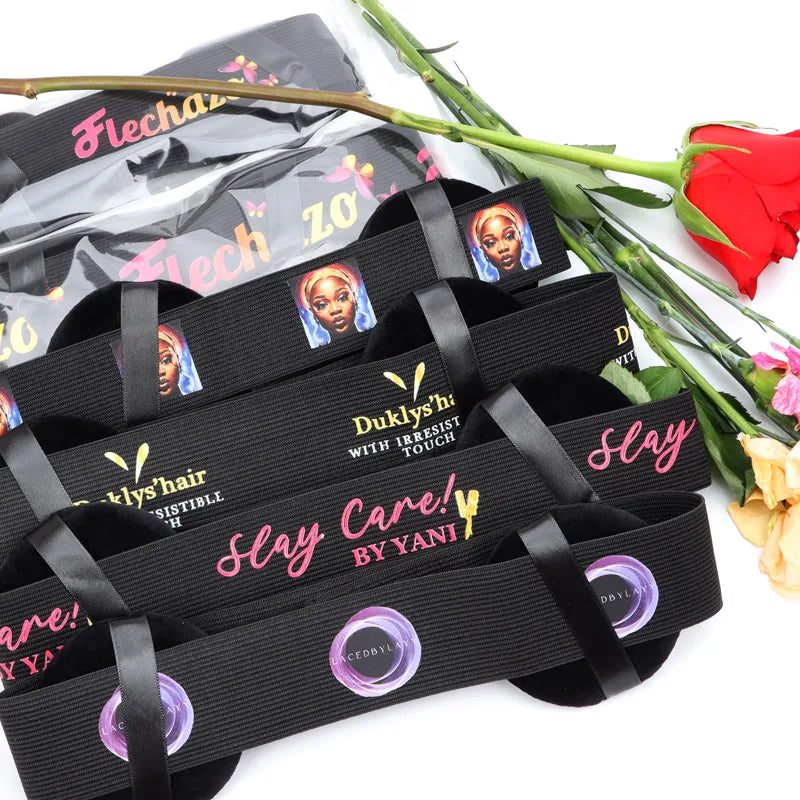 Edge Melt Band With Ear Protector For Lace Wigs 3Pcs Elastic Band With Logo Personalized For Laying Lace Edge Slayer Hair Band