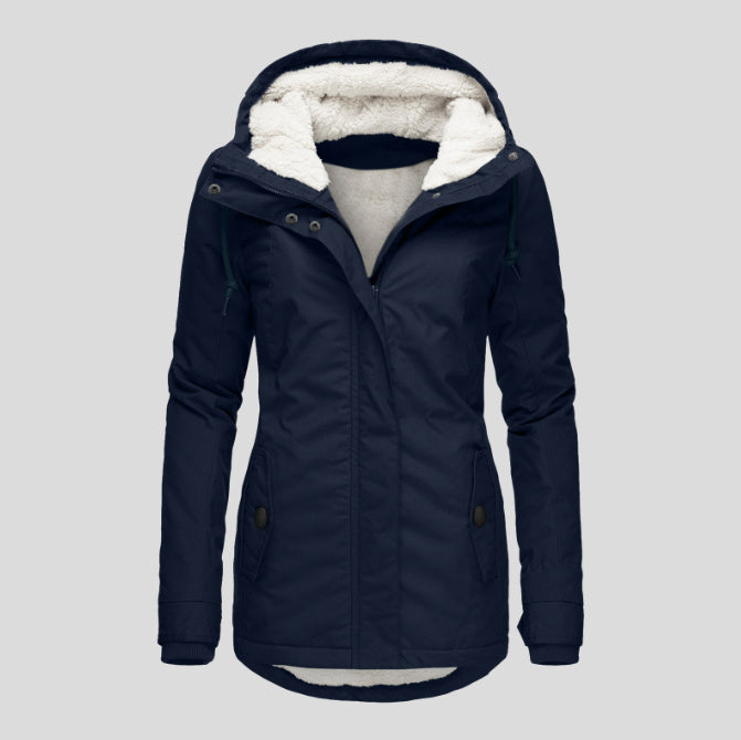 Hot Style Ladies Long-Sleeved Zipper Pocket Padded Coat Jacket